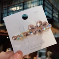 Bunte Schmetterling-Haarklammer mit K9-Kristallen und Champagner-Strass auf Gold-Basis - Einzelstück / Rosa
