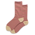 French style cotton socks featuring red and yellow horizontal stripes and ribbed cuffs - One Size (35-40) / Red and Yellow Stripes