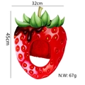 Plush strawberry hat headwear for cosplay with green leaves and chocolate drizzle detail - Strawberry Headwear