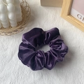 Premium dark purple velvet scrunchie with soft golden sheen and elastic fabric design - Purple