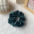 Dark green velvet scrunchie hair tie for women with a soft texture and elastic finish - Dark Green