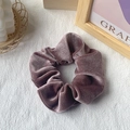 Elegant purple-gray velvet scrunchie for women made of premium soft texture fabric - Bright Purple
