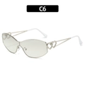 Variante C6 lunettes de soleil œil de chat monture argentée avec détail double cœur - Monture Argentée Verres Argent (C6)
