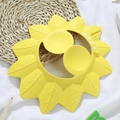 Yellow sunflower baby shower cap with adjustable strap and ear protection shields - Maple Leaf Bath Hat Yellow