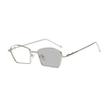 Irregular silver metal sunglasses with geometric small frame and photochromic lenses - Silver Frame Photochromic Gray