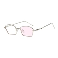 Irregular silver metal sunglasses with trendy small frames and photochromic lenses - Silver Frame Photochromic Pink Lens