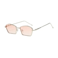 Irregular geometric metal frame sunglasses with peach tinted lenses for a retro look - Silver Frame Gradient Orange Lens