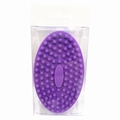 Purple silicone baby bath brush with massage bristles in transparent gift box packaging - Purple