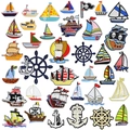 Set di toppe ricamate nautiche con navi pirata ancore e timoni per vestiti - Set completo (36 pezzi)