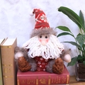 Classic knitted Santa Claus figurine with red snowflake hat and plush white beard decor - Santa Claus