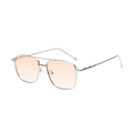 Lunettes de soleil carrées en métal argenté avec verres dégradés roses et double pont - Monture Argentée Verres Dégradés Orange