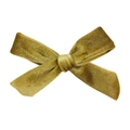 Elegant olive green velvet knotted bow with fine ribbed texture for hair accessories - No.3 Gold