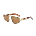 Retro double-bridge sunglasses with gold and black metal frame and tortoiseshell temples - Black Gold Frame Tea Lens (C5)