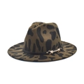 Detail of fedora hat with green leopard print texture and black leather belt with gold buckle - M (56-58cm) / Army Green