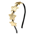 Diadema de terciopelo negro con orejas de gato y cinco estrellas doradas brillantes - Pentagrama amarillo