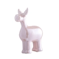 Pink ceramic elk reindeer figurine with a glossy metallic finish for Christmas decor - Standing Deer / Pink