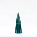 Minimalist dark green ceramic Christmas tree figurine with vertical ribbed texture - Small 2-layer Tree / Dark Green