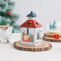 Christmas lantern with Santa Claus illustration and vintage metal frame for festive decor - Blue White Santa Claus / Candle Holder 3