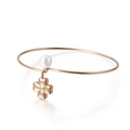Bracciale in acciaio inossidabile oro rosa con perla bianca e ciondolo a quadrifoglio - Oro Rosa (KB115756-K)