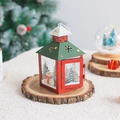Red Christmas iron lantern with snowman pattern and snowflake cutout decoration - Red Green Retro Snowman / Candle Holder 1