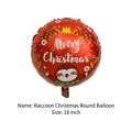 18-inch red Merry Christmas foil balloon featuring a cute festive sloth illustration - Raccoon Christmas Round / 18 inch