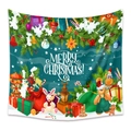 Bohemian Christmas tapestry with forest green background and Merry Christmas text decor - 73*95CM (Brushed Fabric) / Forest Gift Box Doll Style(GT100549)