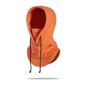 Orange fleece thermal ski mask and neck warmer with adjustable drawstrings - One Size / Orange