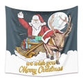 Christmas tapestry featuring Santa on a reindeer sleigh with Merry Christmas text - Gt100606 / 73*95CM (Short Plush)