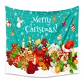 Detail of Christmas wall tapestry with Merry Christmas text and festive ornaments - 73*95CM (Brushed Fabric) / Blue Christmas Tree Decoration Style(GT100604)