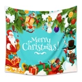 Detail of a Merry Christmas wall tapestry with Santa and snowman on light blue fabric - 73*95CM (Brushed Fabric) / Sky Blue Cartoon Santa Sleigh Style(GT100602)
