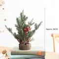 Sapin de Noël artificiel de 26 cm avec baies rouges, pomme de pin et base en toile - Baie Rouge et Pomme de Pin - 26cm de Hauteur