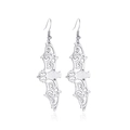 Gothic silver hollow bat drop earrings with hook design for Halloween festive wear - Large Bat Style