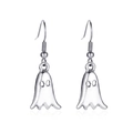 Silver ghost earrings in minimalist vintage style for Halloween festive attire - Ghost Style