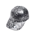 Casquette de baseball motif serpent argenté avec fini métallique et visière courbée de profil - Taille unique / Peau de serpent argent antique (4458637696032)