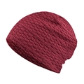 Detailed close-up of dark red striped knit texture on a winter beanie for men and women - One Size(Adjustable) / Burgundy