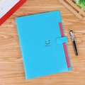 Porte-documents A4 bleu ciel avec onglets roses et fermeture par bouton-pression - Bleu Saphir