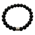 Black matte 8mm stone bead bracelet featuring silver Scorpio zodiac sign charm for men - Scorpio