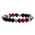 Bracciale da uomo con occhio di tigre rosso e perline di ematite 8mm su sfondo bianco - Occhio di Tigre Rosso Rosa Ematite