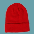 Classic bright red knitted cuffed beanie with premium ribbed texture for winter - Kids (48-56CM) / Red