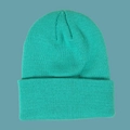 Kids knitted beanie in mint green color with ribbed fold-over cuff for winter warmth - Kids (48-56CM) / Lake Blue