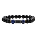 Pulsera para hombre con cuentas de ónix de 8mm y piedra emperador azul con micro-pavé - Bañado en color pistola con circonita negra