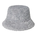 Chapeau bob en laine d'agneau grise pelucheuse pour femme, texture hivernale chaude - 58cm / Gris