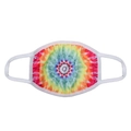 Λεπτομέρεια από πολύχρωμη μάσκα tie-dye με λευκές ελαστικές θηλιές και υφή υφάσματος - Στυλ Tie-Dye 3
