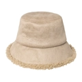 Bob en suédine beige avec bordure en polaire douce pour chaleur et style hivernal - 58cm / Beige