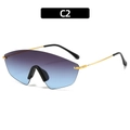 Occhiali da sole senza montatura con lenti sfumate viola-blu e aste in metallo oro - Blu Scuro (C2)