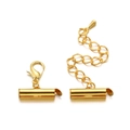 Gouden schuifbuis sieradenconnector met karabijnsluiting en verlengketting voor DIY - 10mm (10 stuks) / Goud