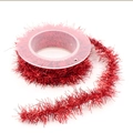 Detalle de cinta de guirnalda roja para envolver regalos de Navidad y decoración - 3 metros de largo / Rojo