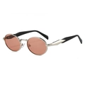 Gafas de sol ovaladas de metal plateado con lentes rosas de estilo retro Y2K - Montura Plateada Lentes de Té Transparentes