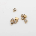 Golden round stainless steel birthstone charm with white zircon for DIY jewelry - White Zircon Gold Base