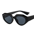Modern chunky geometric obsidian black sunglasses with thick frames and dark grey lenses - Black Frame Grey Lens